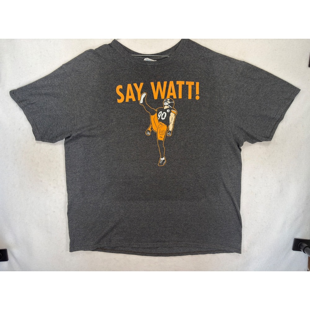 Delta Pro Weight TJ Watt Say Watt Pittsburgh Football Graphic T-Shirt Gray 2XL